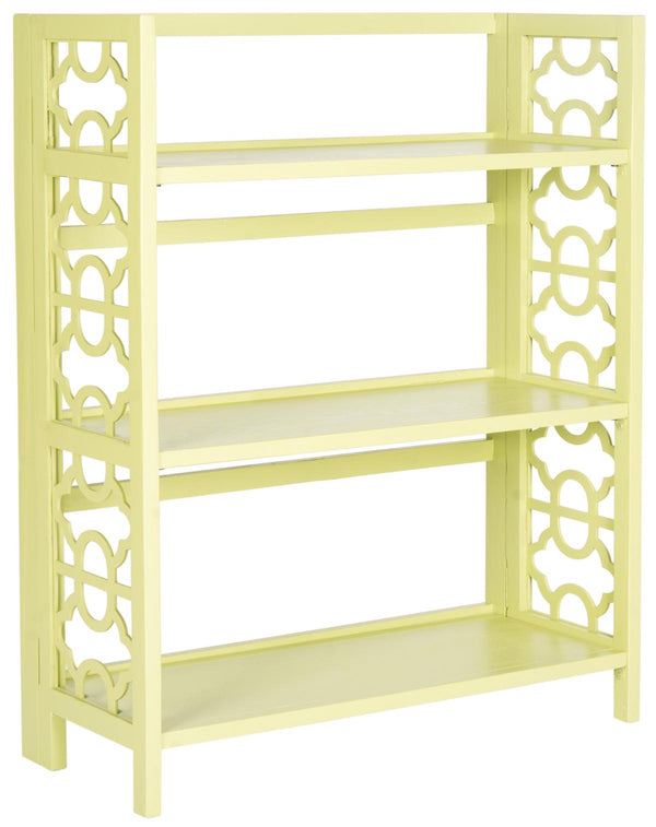 Safavieh Natalie Bookcase Low Avocado Green Elm Wood Iron AMH6565E 683726708698