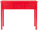 Safavieh Cindy Console Storage Drawers Hot Red Wood NC Coating Pine ZiNC Alloy AMH6568F 683726751984