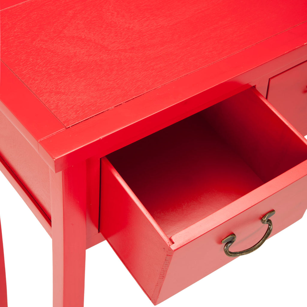 Safavieh Cindy Console Storage Drawers Hot Red Wood NC Coating Pine ZiNC Alloy AMH6568F 683726751984