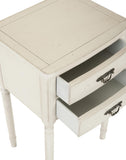 Safavieh Marilyn End Table Storage Drawers White Wood NC Coating Poplar ZiNC Alloy AMH6575A 683726403326