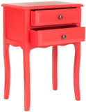 Safavieh Lori End Table Storage Drawers Hot Red Wood NC Coating Pine ZiNC Alloy AMH6576D 683726204497