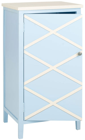 Safavieh Cary Cabinet Small Light Blue and White Poplar Wood AMH6595B 683726140825