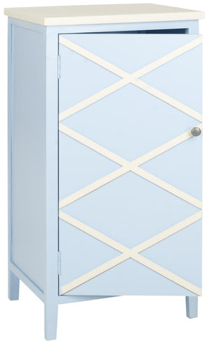 Safavieh Cary Cabinet Small Light Blue and White Poplar Wood AMH6595B 683726140825