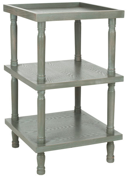 Safavieh Esmeralda Side Table 3 Tier French Grey Wood NC Coating Elm AMH6602B 683726141136