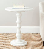 Safavieh Greta Accent Table Round Top Shady White Wood NC Coating Poplar AMH6603A 683726141150