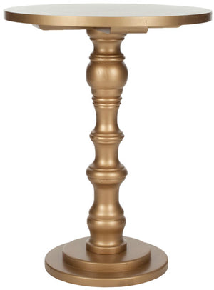 Safavieh Greta Accent Table Round Top Gold Wood NC Coating Pine AMH6603D 683726141181