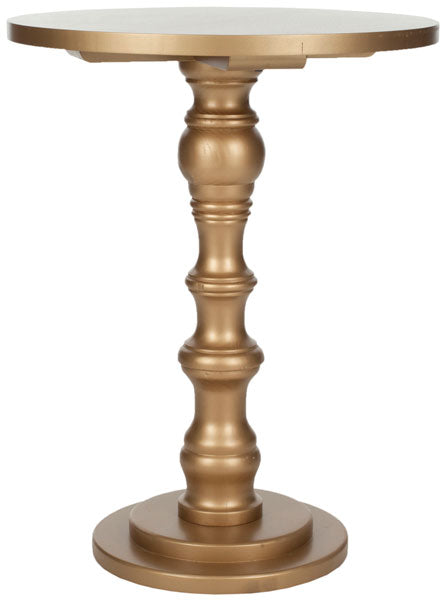 Safavieh Greta Accent Table Round Top Gold Wood NC Coating Pine AMH6603D 683726141181