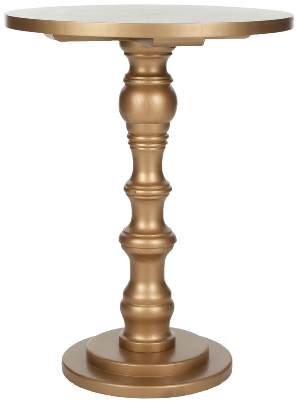 Safavieh Greta Accent Table Round Top Gold Wood NC Coating Pine AMH6603D 683726141181