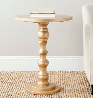Safavieh Greta Accent Table Round Top Gold Wood NC Coating Pine AMH6603D 683726141181