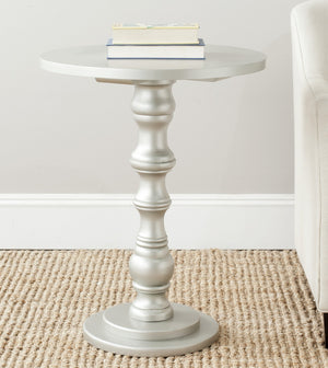 Safavieh Greta Accent Table Round Top Silver Wood NC Coating Pine AMH6603E 683726141198