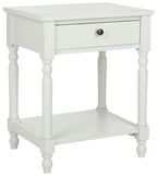 Safavieh Tami Accent Table Storage Drawer Shady White Wood NC Coating Poplar ZiNC Alloy AMH6604A 683726141204