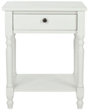 Safavieh Tami Accent Table Storage Drawer Shady White Wood NC Coating Poplar ZiNC Alloy AMH6604A 683726141204