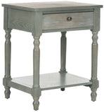 Safavieh Tami Accent Table Storage Drawer French Grey Wood NC Coating Elm ZiNC Alloy AMH6604B 683726141211