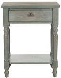 Safavieh Tami Accent Table Storage Drawer French Grey Wood NC Coating Elm ZiNC Alloy AMH6604B 683726141211