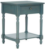 Safavieh Tami Accent Table Storage Drawer Steel Teal Wood NC Coating Pine ZiNC Alloy AMH6604C 683726141228