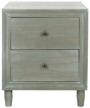 Safavieh Blaise Accent Table Storage Drawer French Grey Wood NC Coating Elm ZiNC Alloy AMH6605B 683726141242