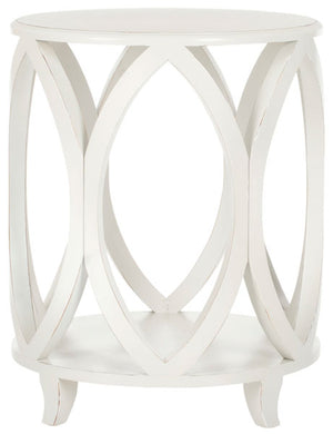 Safavieh Janika Accent Table Round Shady White Wood NC Coating Poplar ZiNC Alloy AMH6607A 683726141280