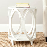 Safavieh Janika Accent Table Round Shady White Wood NC Coating Poplar ZiNC Alloy AMH6607A 683726141280