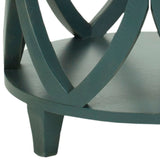 Safavieh Janika Accent Table Round Steel Teal Wood NC Coating Pine ZiNC Alloy AMH6607C 683726141303