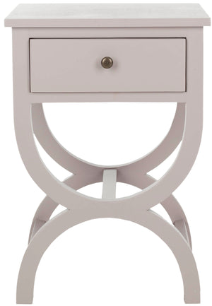 Safavieh Maxine Accent Table Storage Drawer Quartz Grey Wood NC Coating Pine ZiNC Alloy AMH6608C 683726141334