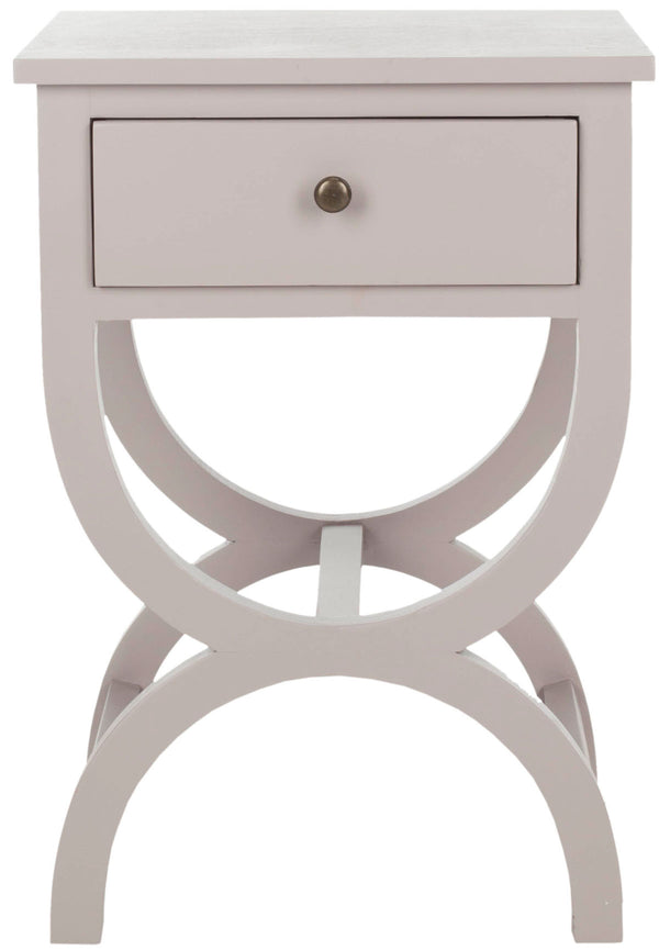 Safavieh Maxine Accent Table Storage Drawer Quartz Grey Wood NC Coating Pine ZiNC Alloy AMH6608C 683726141334