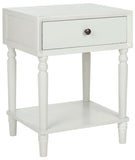 Safavieh Siobhan Accent Table Storage Drawer Shady White Wood NC Coating Poplar ZiNC Alloy AMH6611A 683726141464