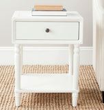 Safavieh Siobhan Accent Table Storage Drawer Shady White Wood NC Coating Poplar ZiNC Alloy AMH6611A 683726141464