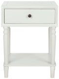 Safavieh Siobhan Accent Table Storage Drawer Shady White Wood NC Coating Poplar ZiNC Alloy AMH6611A 683726141464