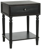 Safavieh Siobhan Accent Table Storage Drawer Black Wood NC Coating Pine ZiNC Alloy AMH6611B 683726141471