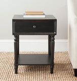 Safavieh Siobhan Accent Table Storage Drawer Black Wood NC Coating Pine ZiNC Alloy AMH6611B 683726141471