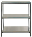 Safavieh Zeke Shelf Unit 3 Tier Steel Teal Wood NC Coating MDF ZiNC Alloy AMH6614A 683726228073