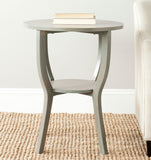 Safavieh Rhodes Accent Table Round Pedestal French Grey Wood NC Coating Elm AMH6617A 683726230694