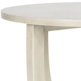 Safavieh Rhodes Accent Table Round Pedestal Antique White Wood NC Coating Elm AMH6617C 683726232407