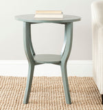 Safavieh Rhodes Accent Table Round Pedestal Barn Blue Wood NC Coating Pine AMH6617D 683726232452