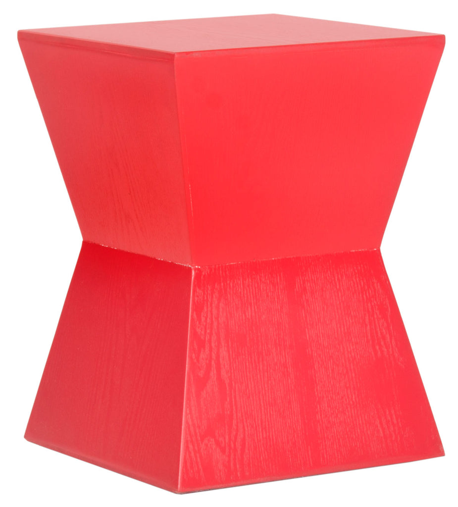 Safavieh Lotem Accent Table Curved Square Top Hot Red Wood NC Coating Ash Veneer MDF AMH6618D 683726235804