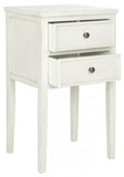 Safavieh Toby End Table Storage Drawers White Birch Wood NC Coating Poplar ZiNC Alloy AMH6625D 683726245964