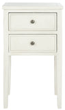 Safavieh Toby End Table Storage Drawers White Birch Wood NC Coating Poplar ZiNC Alloy AMH6625D 683726245964