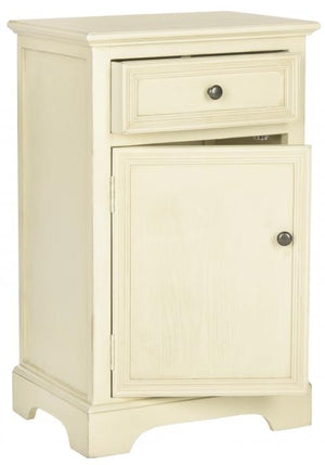 Safavieh Jarome Storage End Table Drawer and Door Barley Wood NC Coating Poplar ZiNC Alloy AMH6627D 683726248903