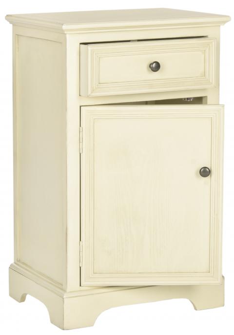 Safavieh Jarome Storage End Table Drawer and Door Barley Wood NC Coating Poplar ZiNC Alloy AMH6627D 683726248903