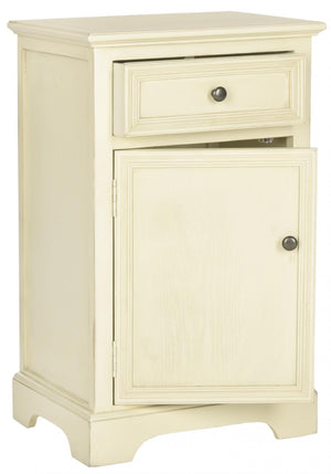 Safavieh Jarome Storage End Table Drawer and Door Barley Wood NC Coating Poplar ZiNC Alloy AMH6627D 683726248903