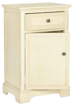 Safavieh Jarome Storage End Table Drawer and Door Barley Wood NC Coating Poplar ZiNC Alloy AMH6627D 683726248903