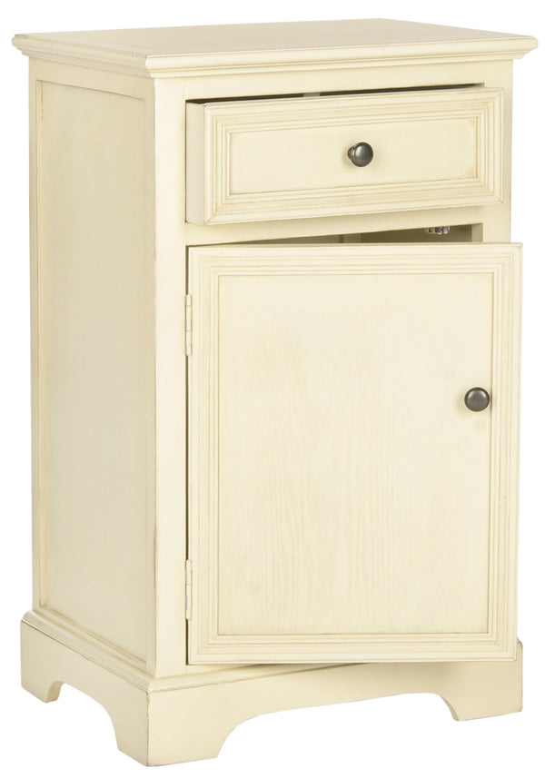 Safavieh Jarome Storage End Table Drawer and Door Barley Wood NC Coating Poplar ZiNC Alloy AMH6627D 683726248903