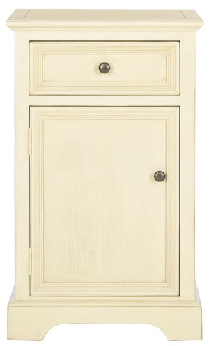 Safavieh Jarome Storage End Table Drawer and Door Barley Wood NC Coating Poplar ZiNC Alloy AMH6627D 683726248903