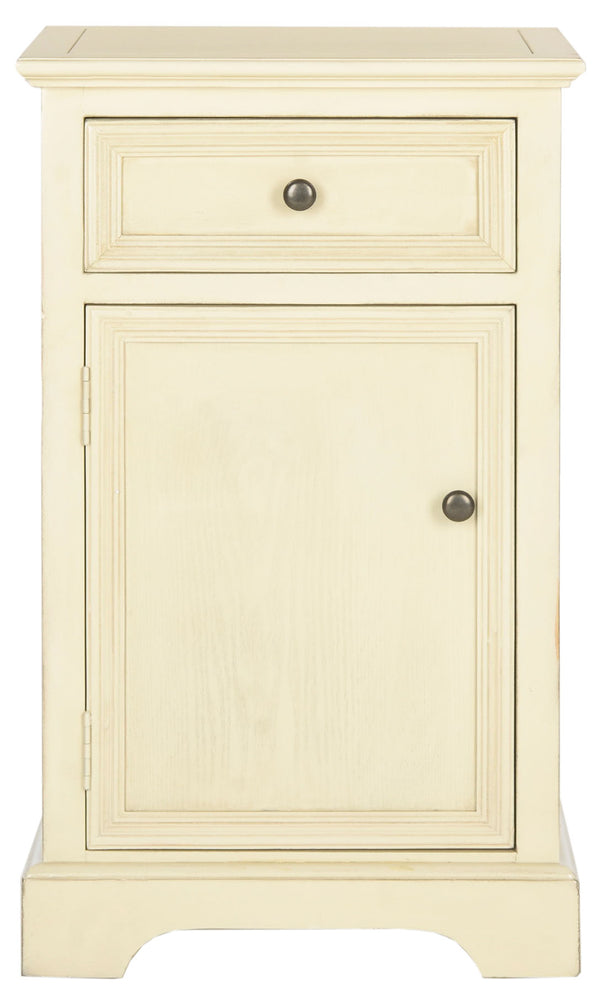 Safavieh Jarome Storage End Table Drawer and Door Barley Wood NC Coating Poplar ZiNC Alloy AMH6627D 683726248903