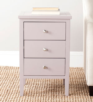 Safavieh Deniz End Table Storage Drawers Quartz Grey Wood NC Coating Pine ZiNC Alloy AMH6628E 683726255222