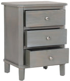 Safavieh Joe End Table Storage Drawers French Grey Wood NC Coating Elm ZiNC Alloy AMH6629A 683726255406