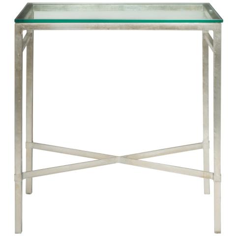 Safavieh Viggo Side Table Tempered Glass Antique Silver Metal Couture AMH8300B 683726742746