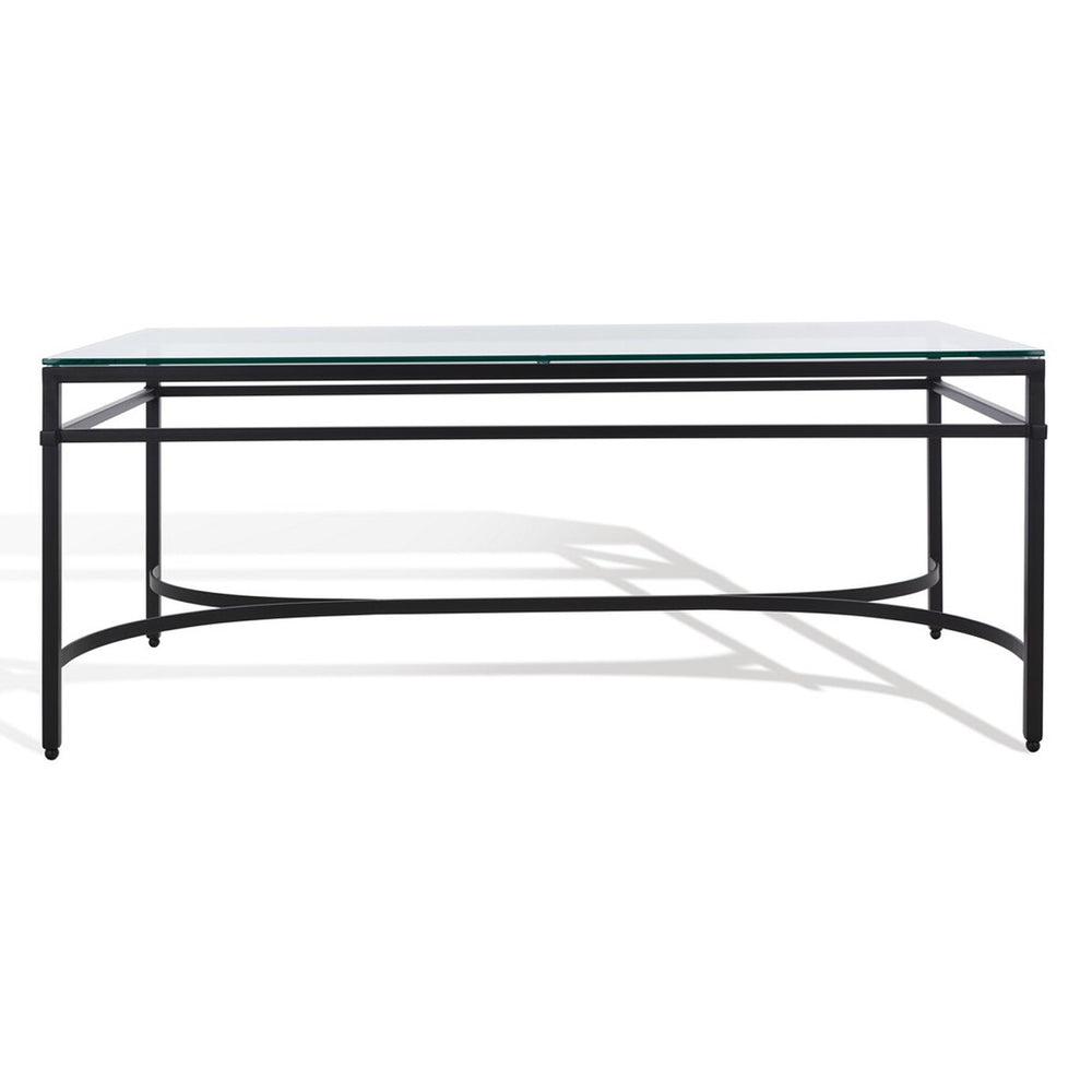 Abelard Glass Cocktail Table - Modern Antique Elegance with Sleek Black Frame & Clear Glass Top