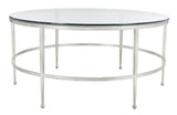 Safavieh Edmund Cocktail Table Tempered Glass Antique Silver Metal Couture AMH8304B 889048341524