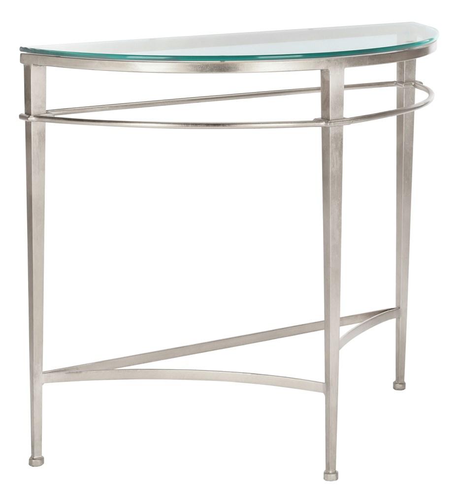 Safavieh Baur Console Table Tempered Glass Antique Silver Metal Couture AMH8306B 889048341531